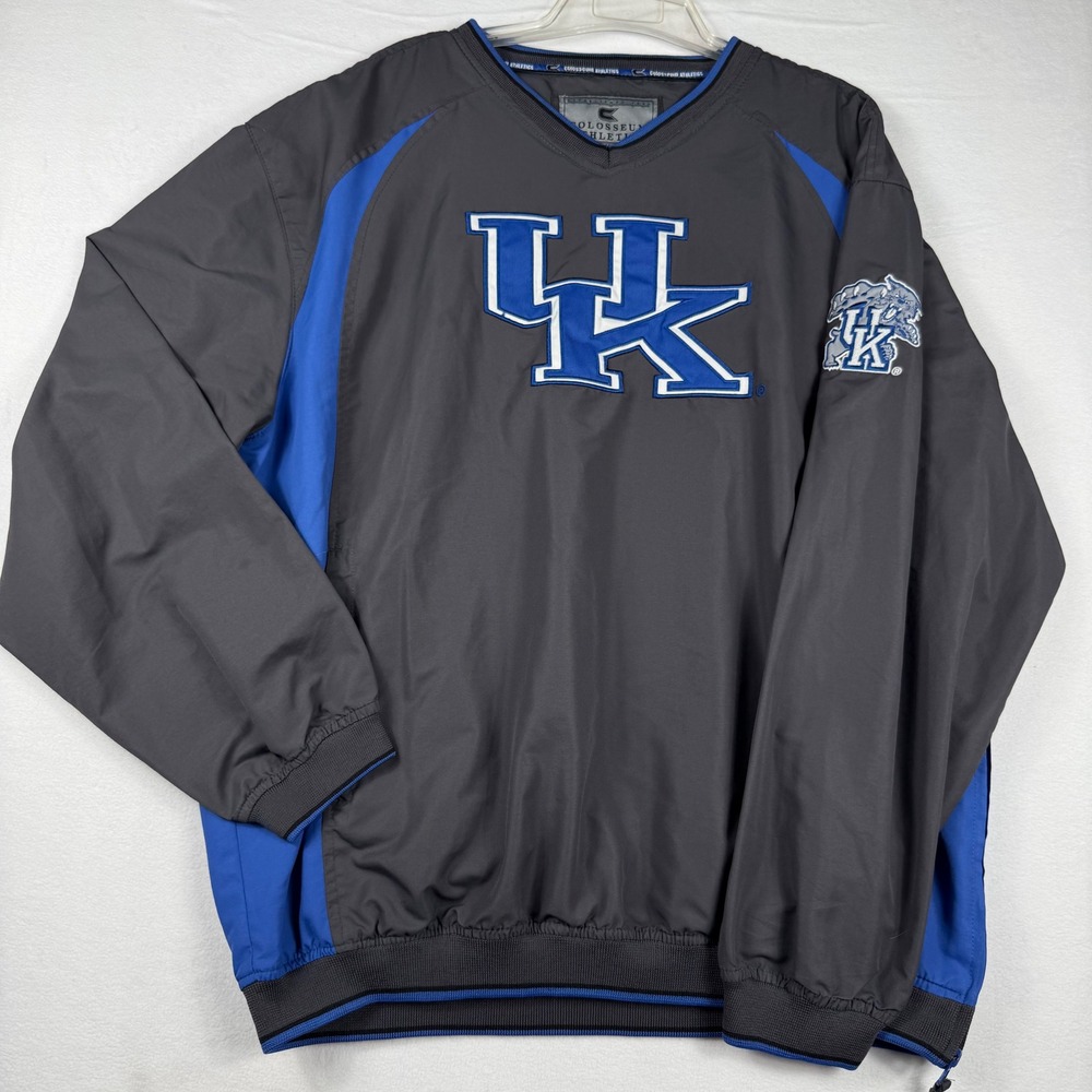 Colosseum Kentucky Wildcats XL Gray Blue V-Neck Windshirt Gorpcore Blokecore